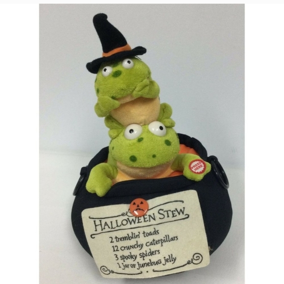 Hallmark Halloween Trembling Toads Stew Pot Animated Singing Frogs Light Up - Picture 1 of 1